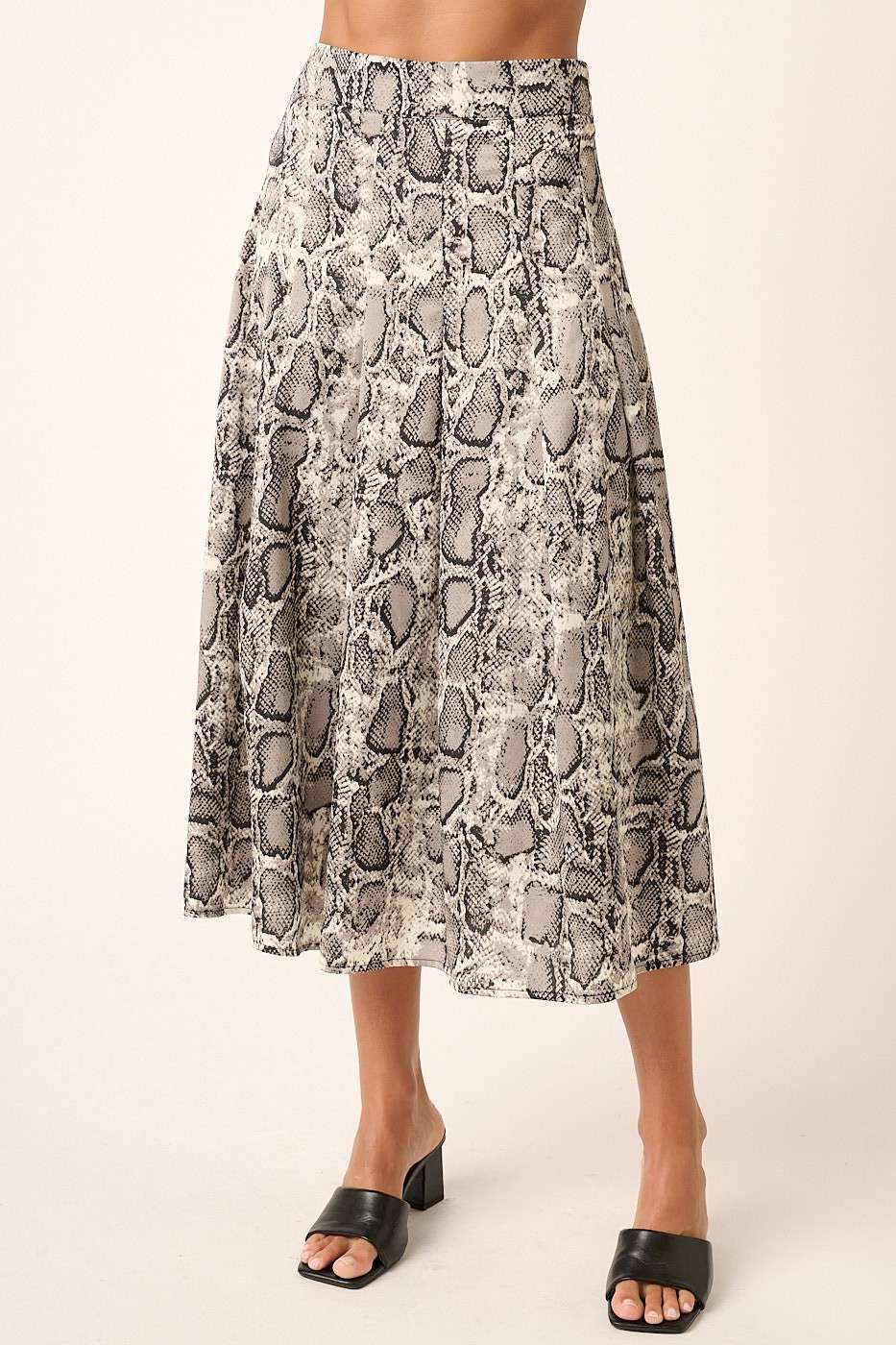 Snake Print Midi Skirt