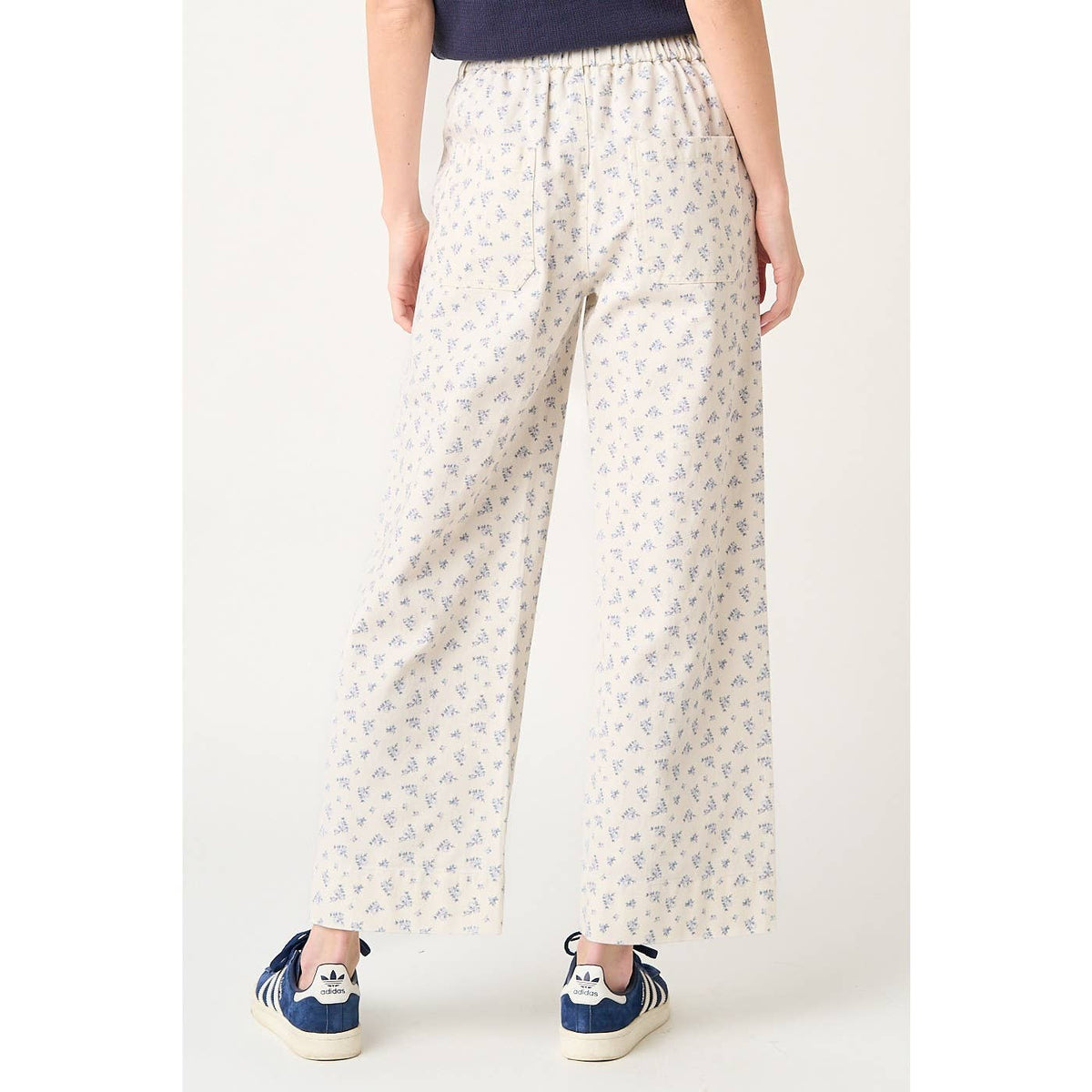 DITSY FLORAL PRINT 2 POCKET DETAIL WIDE LEG PANTS