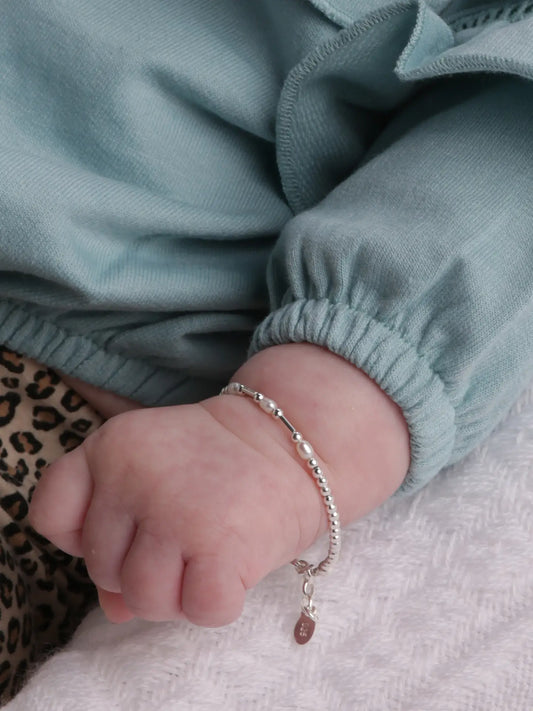 Aspen - Sterling Silver Pearl Baby Bracelet For Children or Kid Cherished Moments