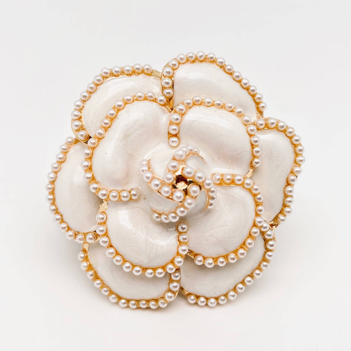 Camellia Pearl Enamel Brooch Cloth Pin