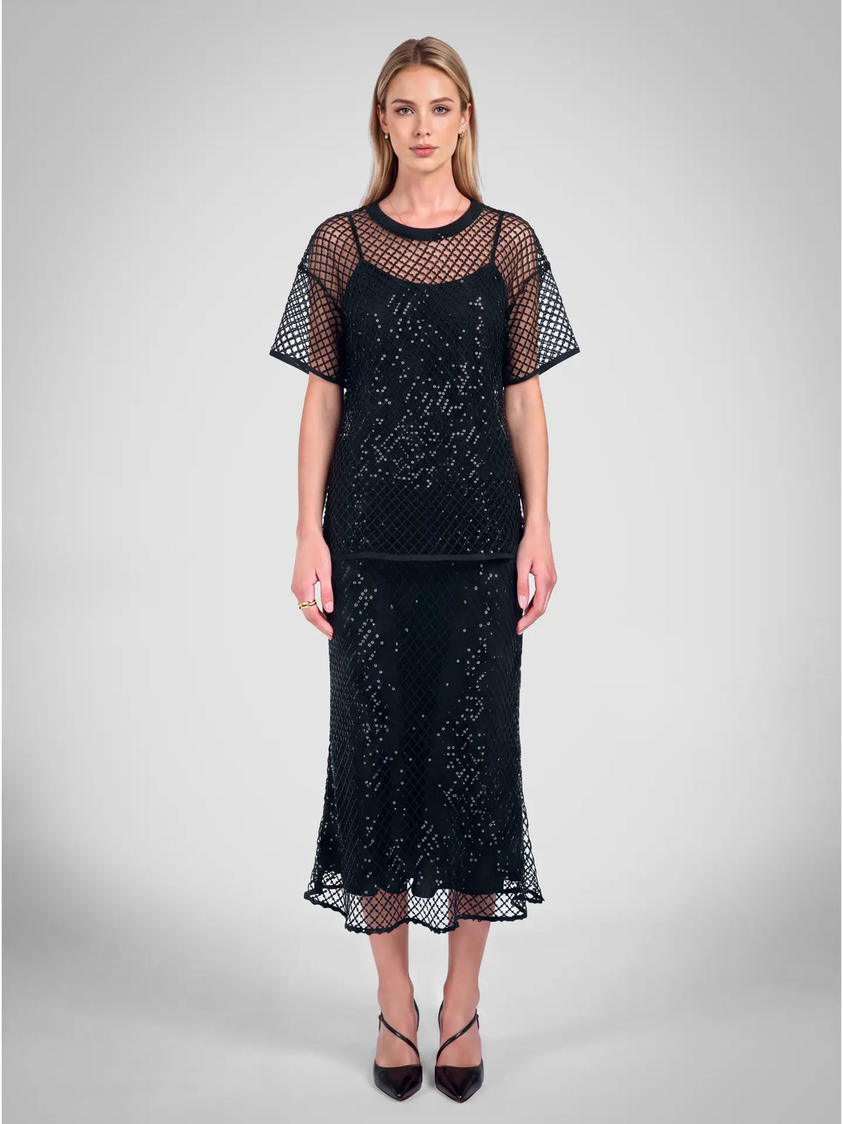 Sequin Mesh Overlay with Cami