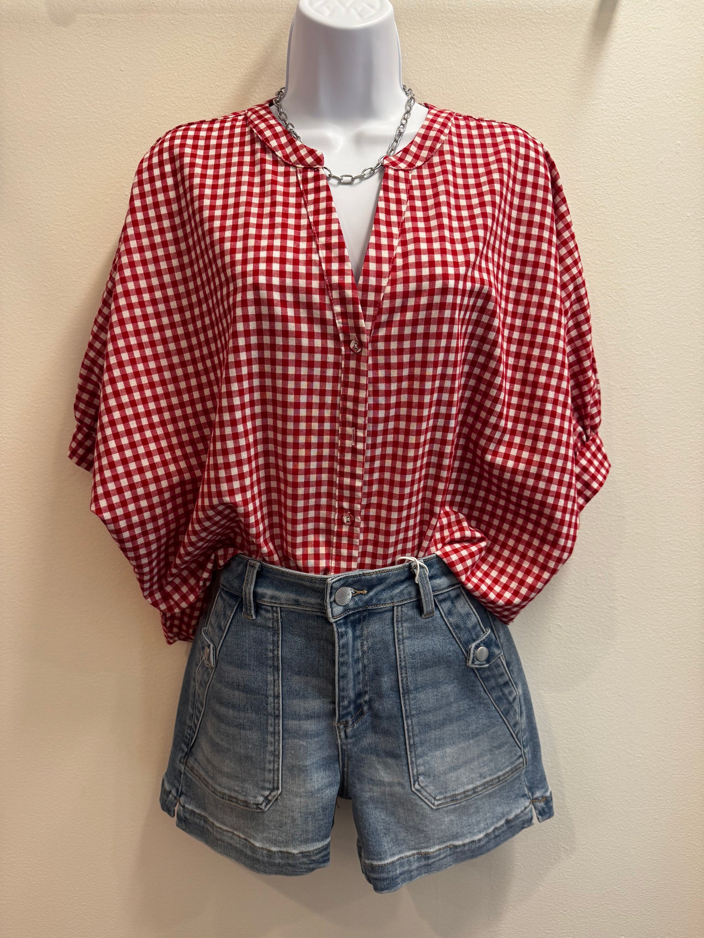 High-Rise Patched Pocket Shorts