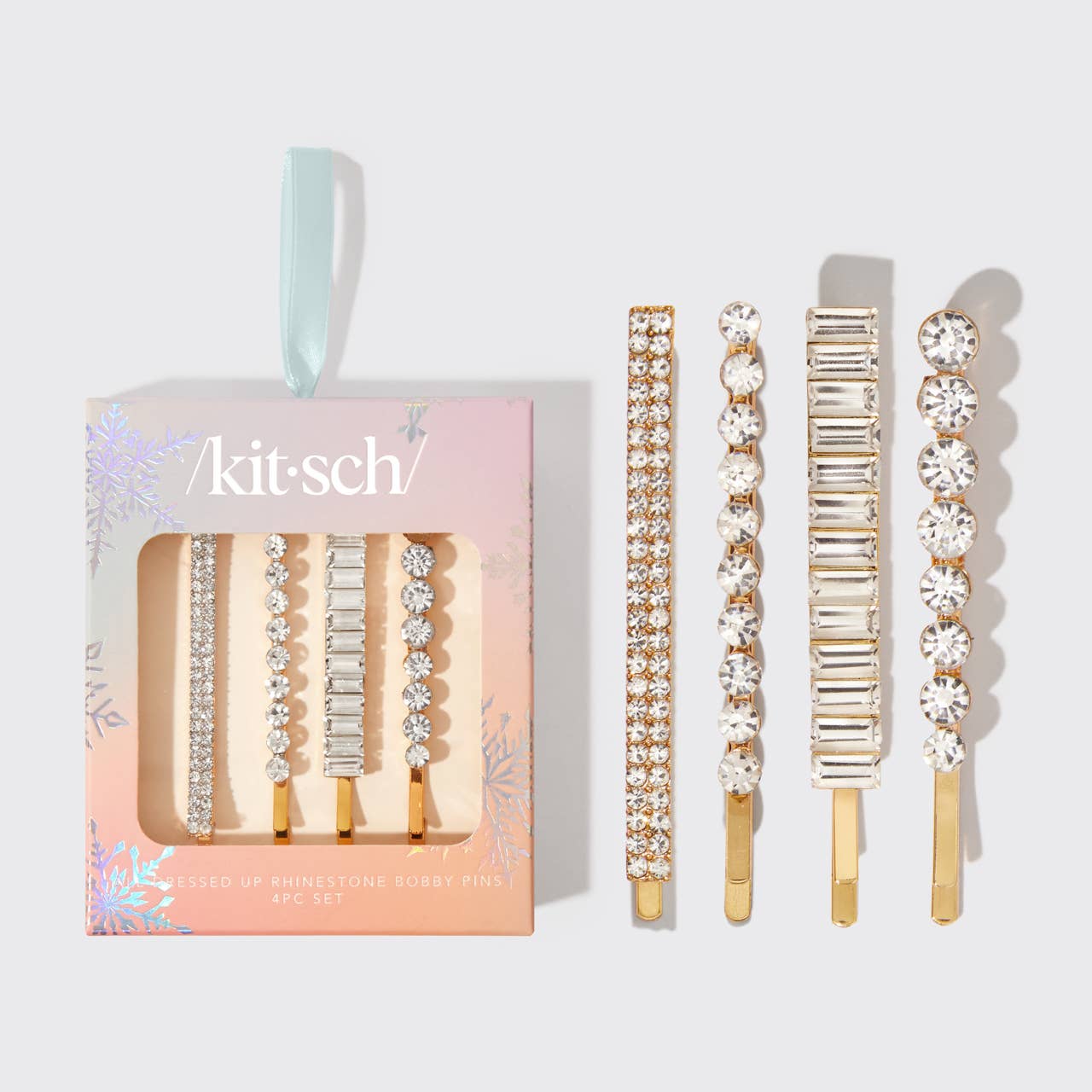 Holiday All Dressed up Rhinestone Bobby Pins 4pc Set KITSCH