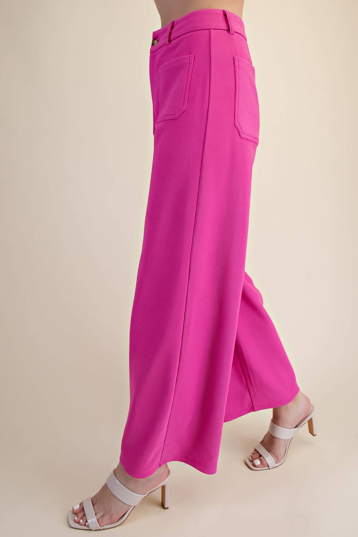 High Rise Front Pocket Stretchy Wide Pants