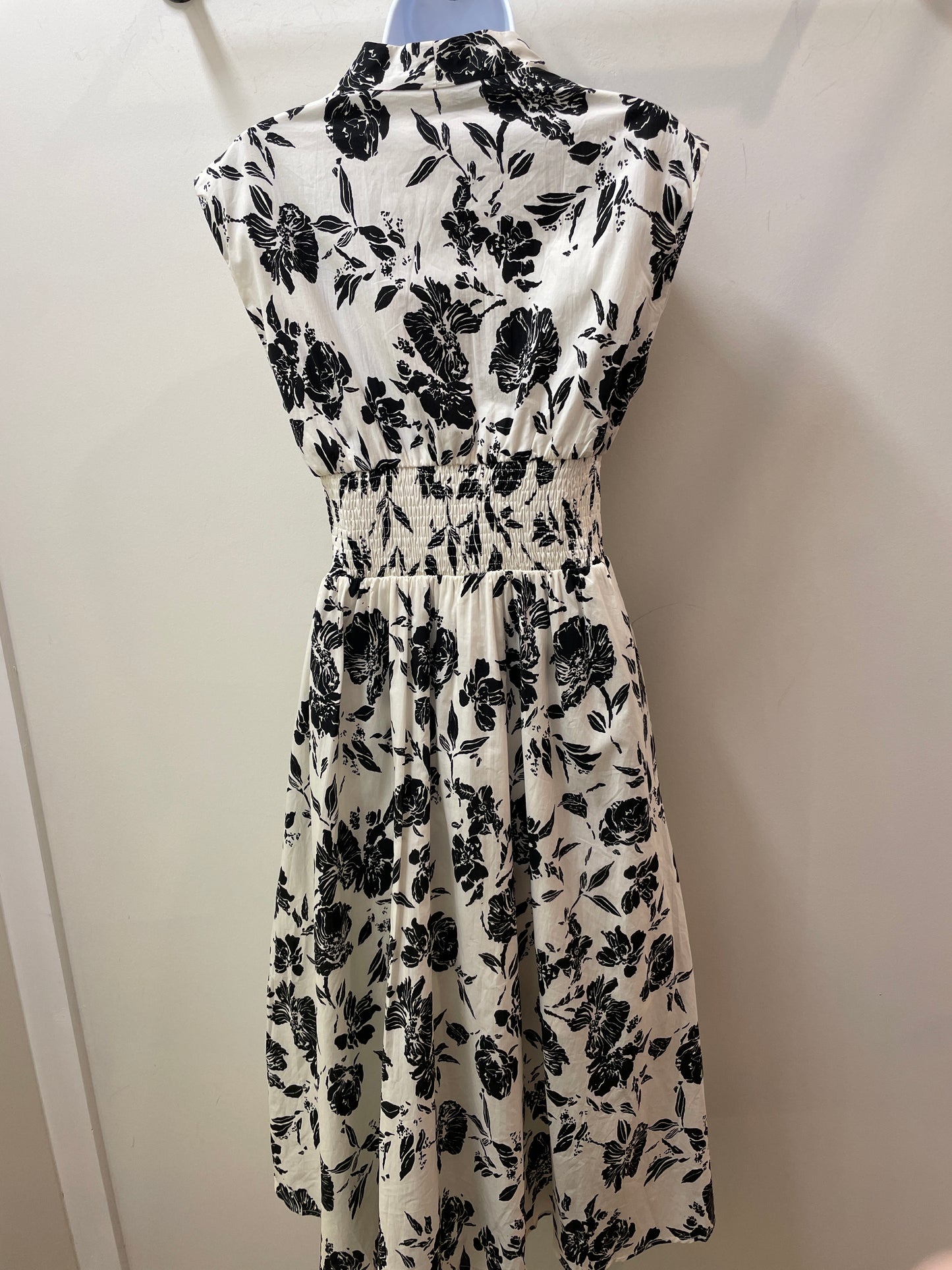 Drop Shoulder Smocked Waist Front Zip Midi Dress She + Sky
