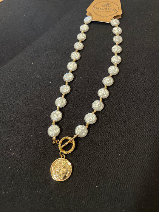 Baroque Pearl & Coin Pendant Necklace Set