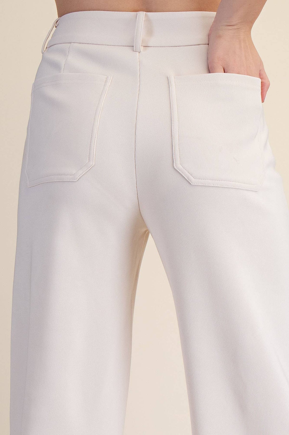 High Rise Front Pocket Stretchy Wide Pants