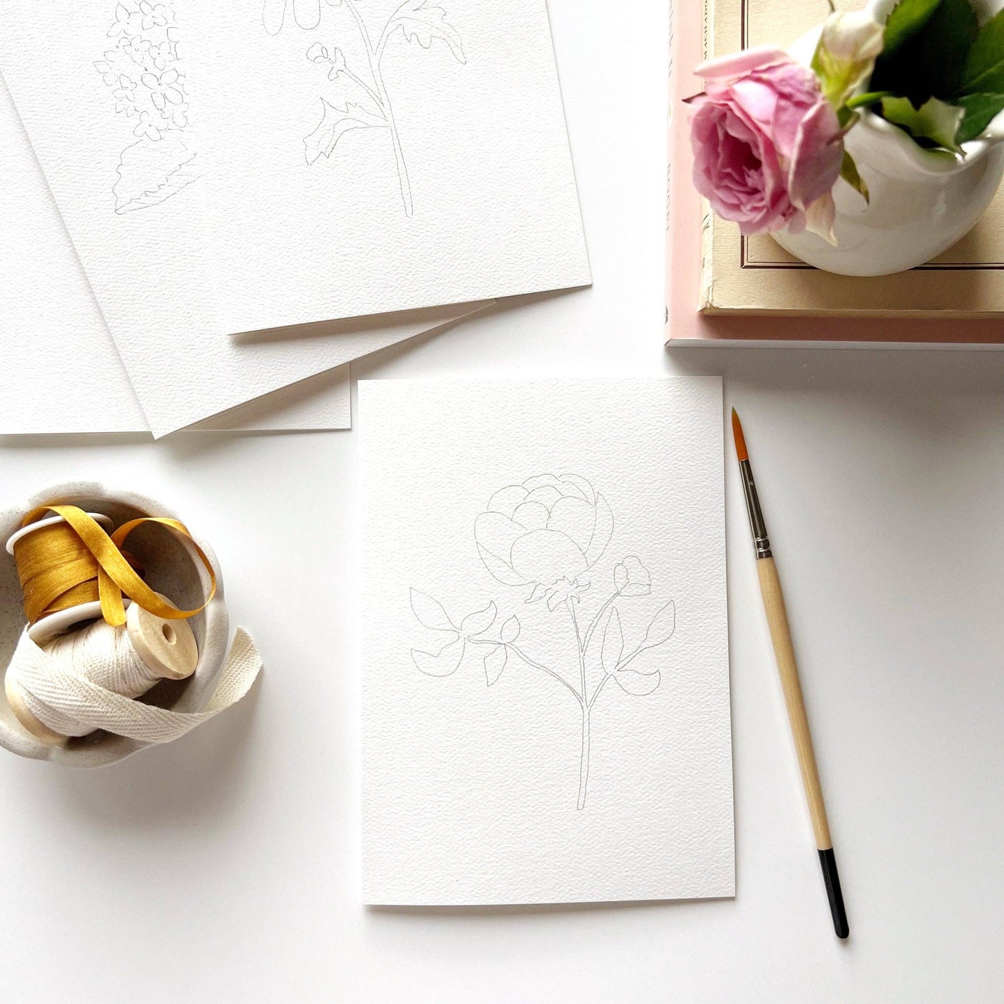 Garden flowers paintable notecards emily lex studio