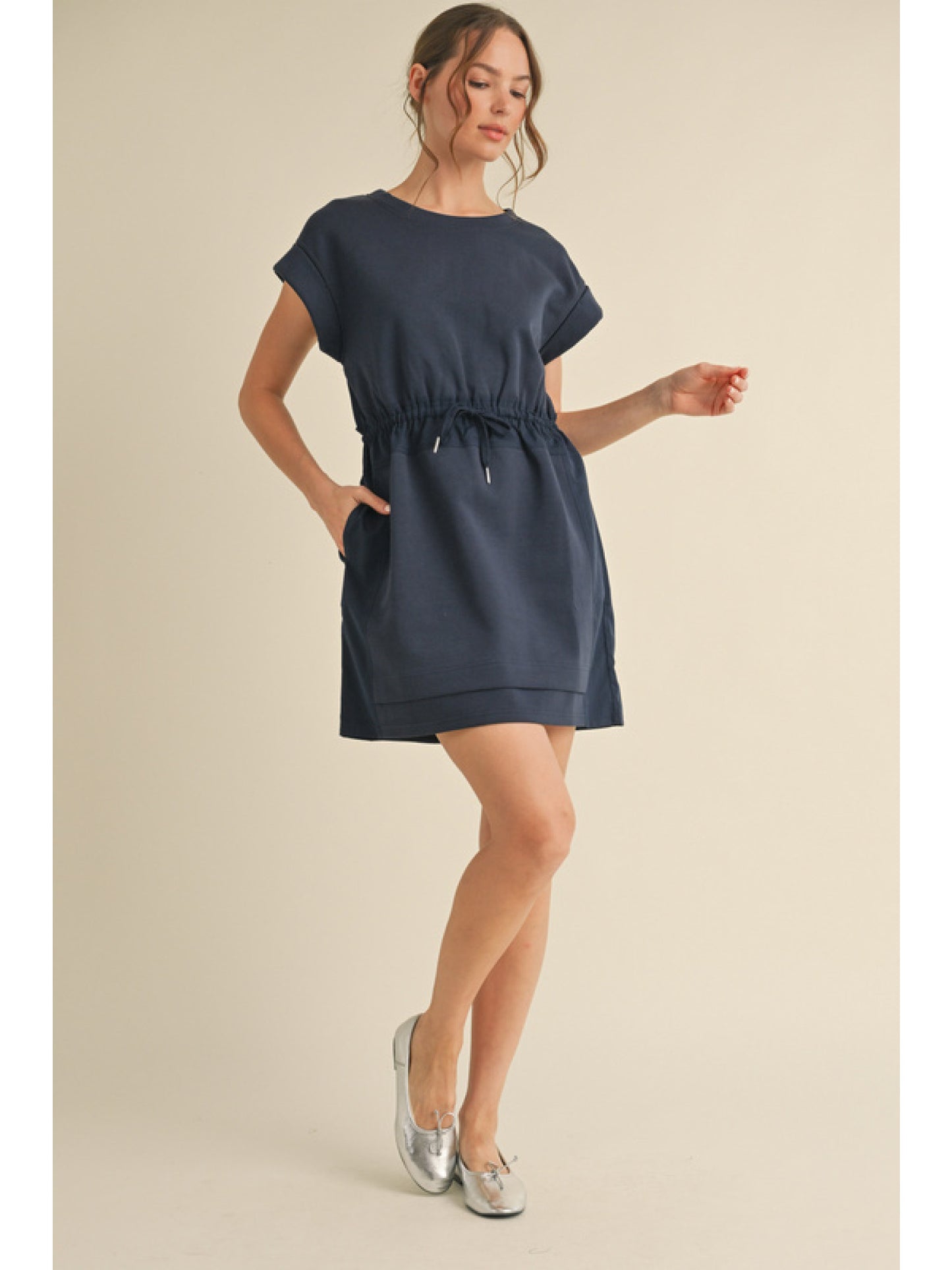 Drawstring Waist Jersey Dress