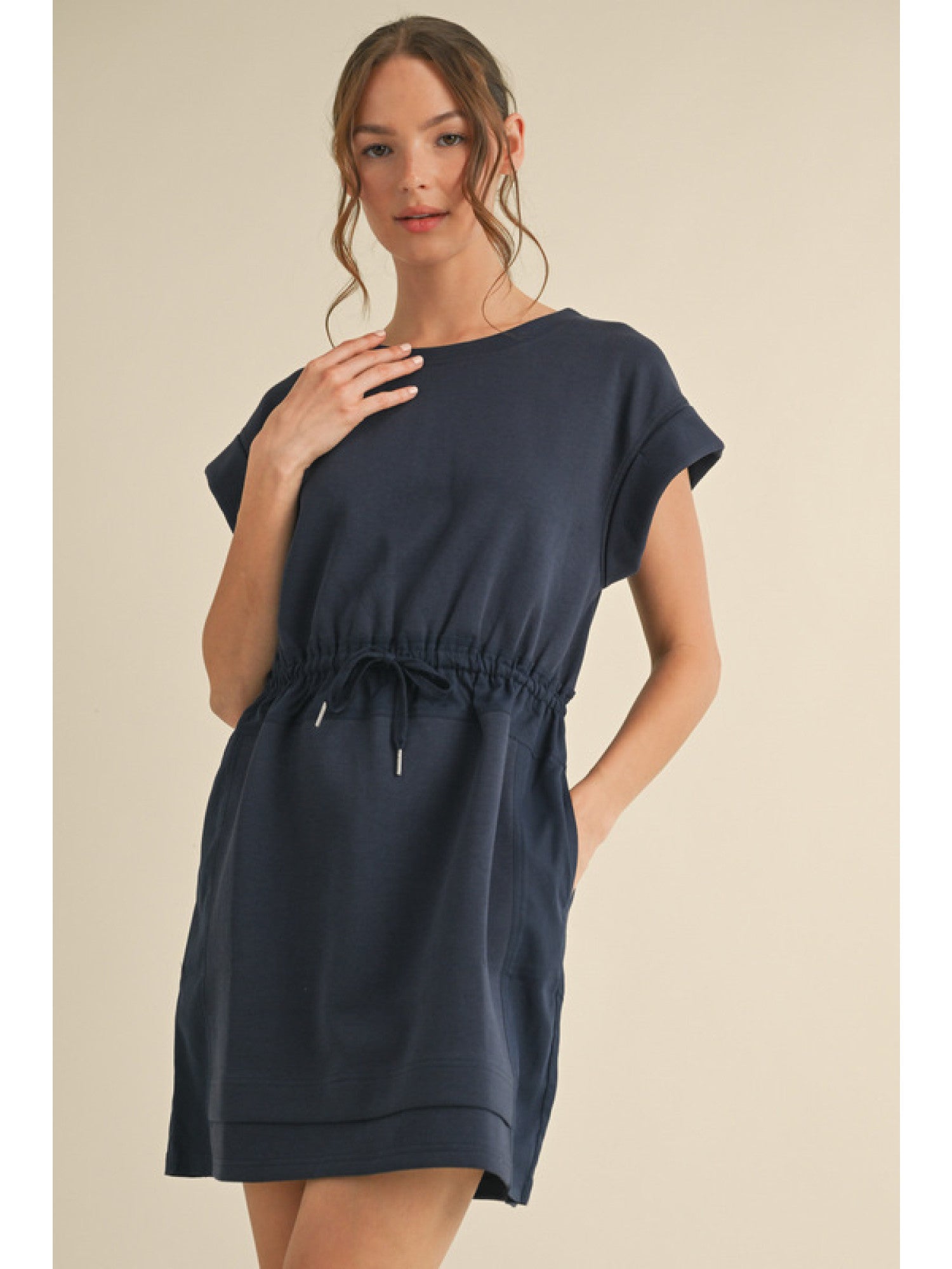jersey dress with drawstring Jersey Drawstring Waist Dress Large / Garnet