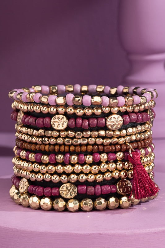 Layered Mixed Bead Stretch Bracelet Set URBANISTA