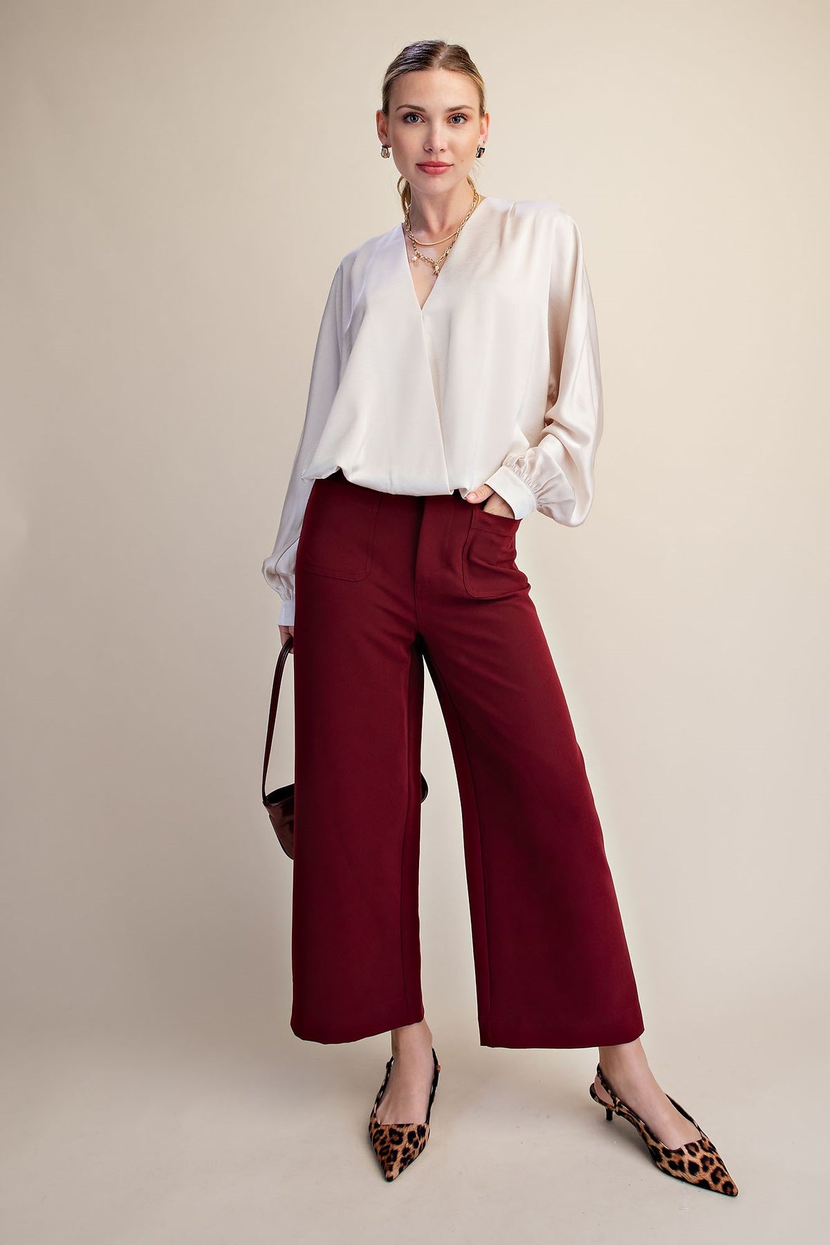 V-Neck Wrap Longsleeve Blouse