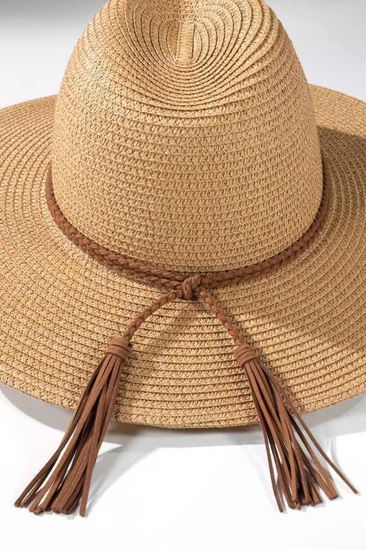 Suede Braided Double Band Panama Hat URBANISTA