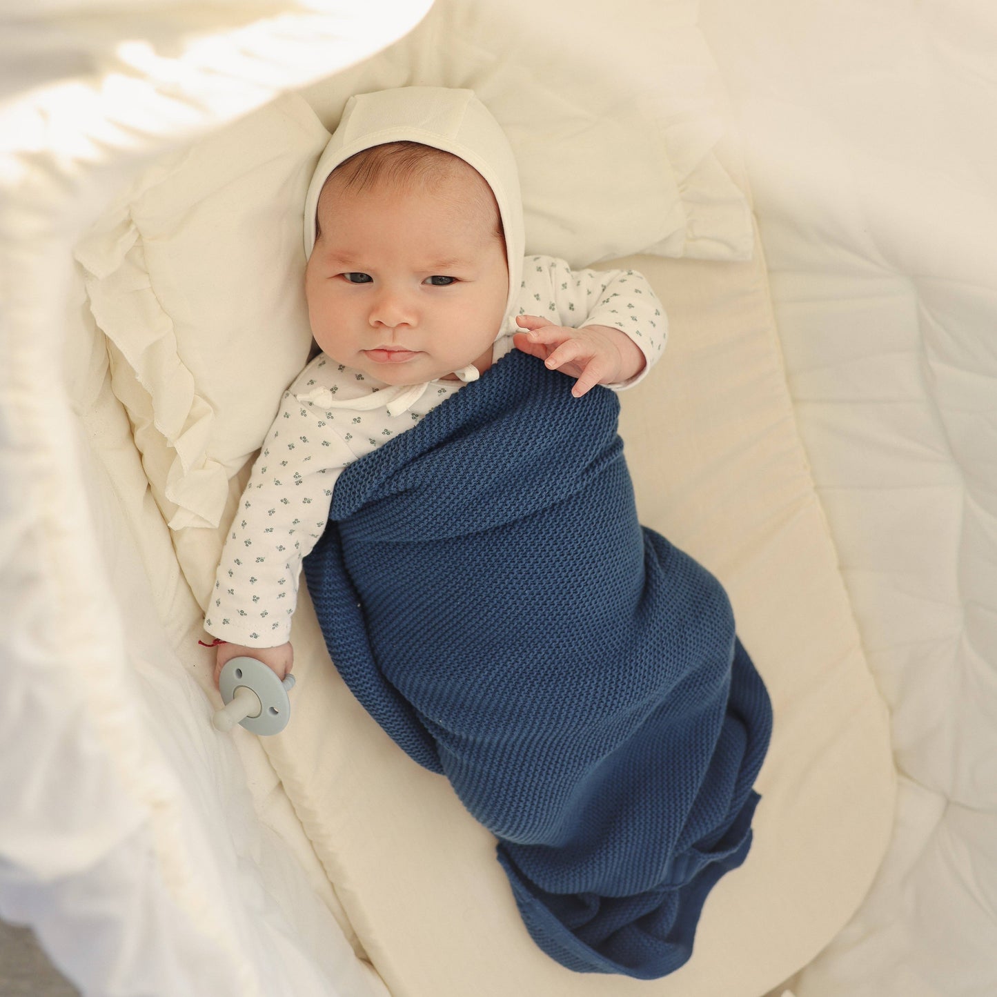 100% Organic Luxury Cotton Swaddle Receiving Baby Blanket Bleu La La