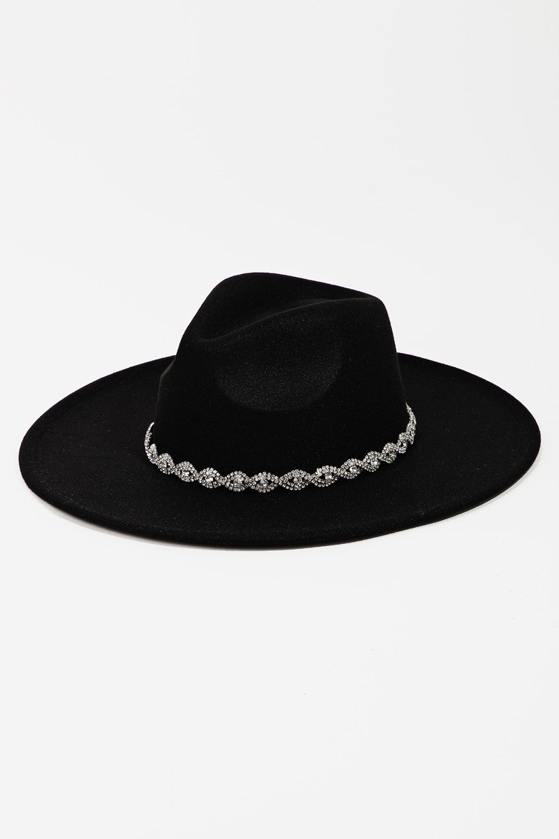 Braided Rhinestone Strap Cowboy Hat