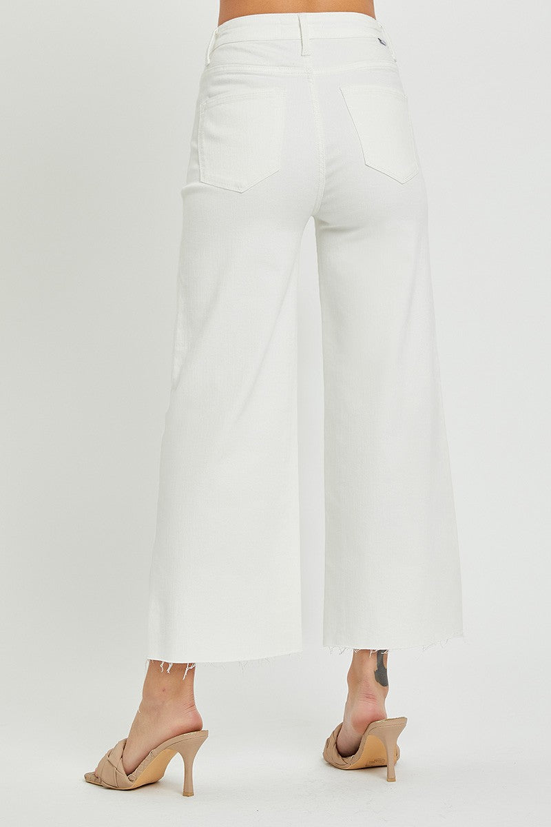 High Rise Tummy Control Crop Wide Leg Jeans