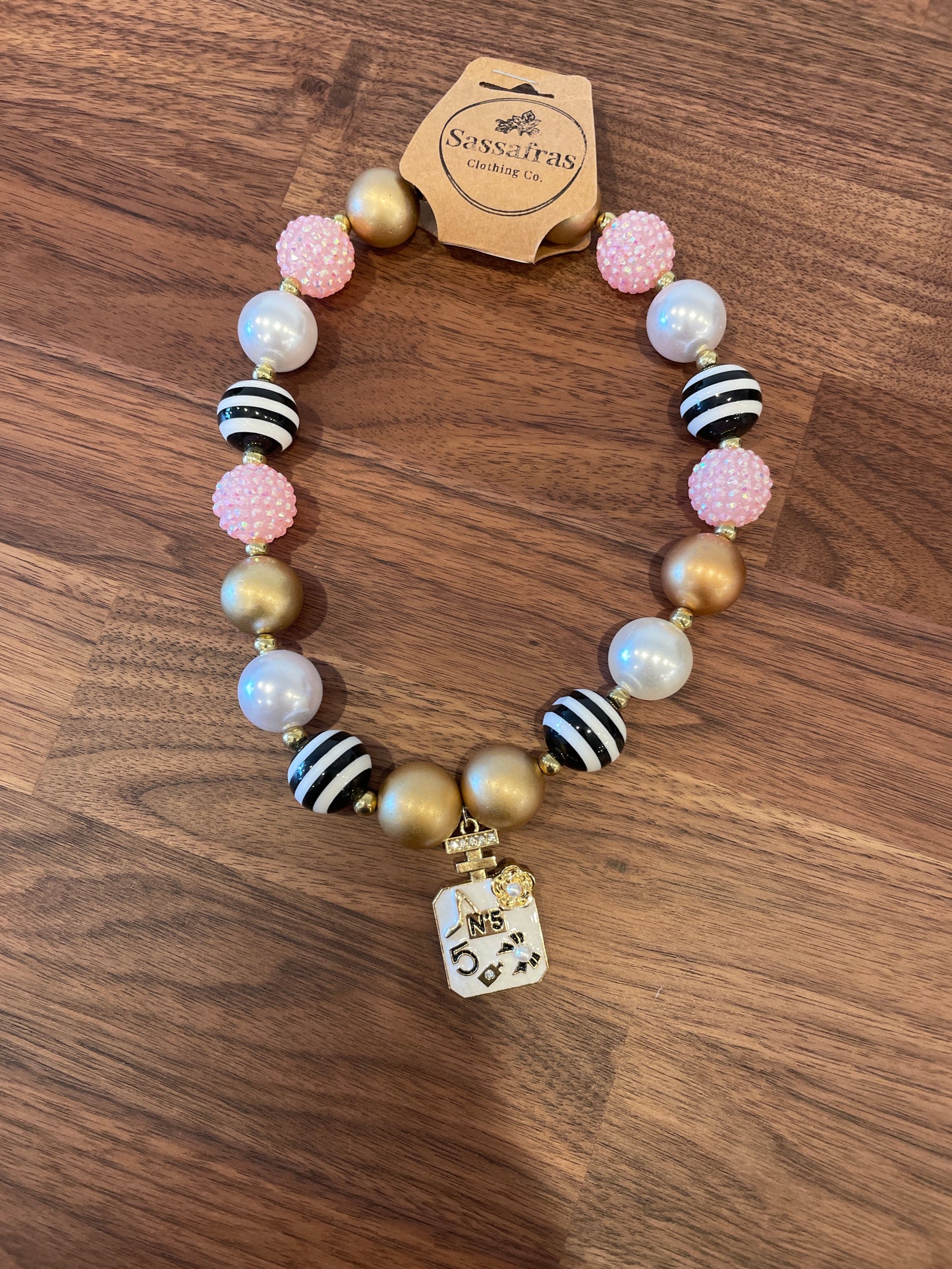 Kids Chanel Inspired Charm Bubblegum Bead Necklace The Twinkled Twig