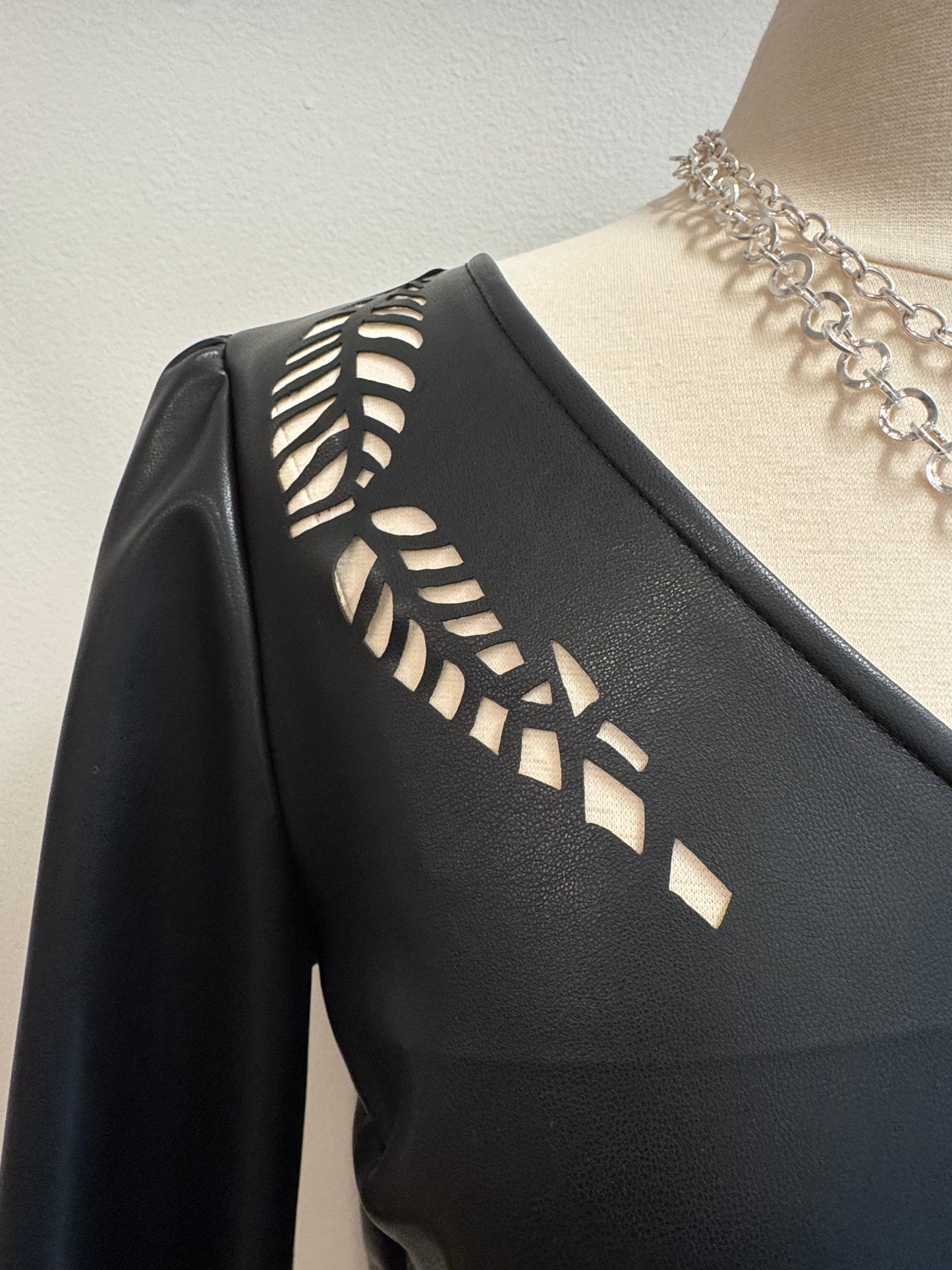 Perforated Faux Leather Dress