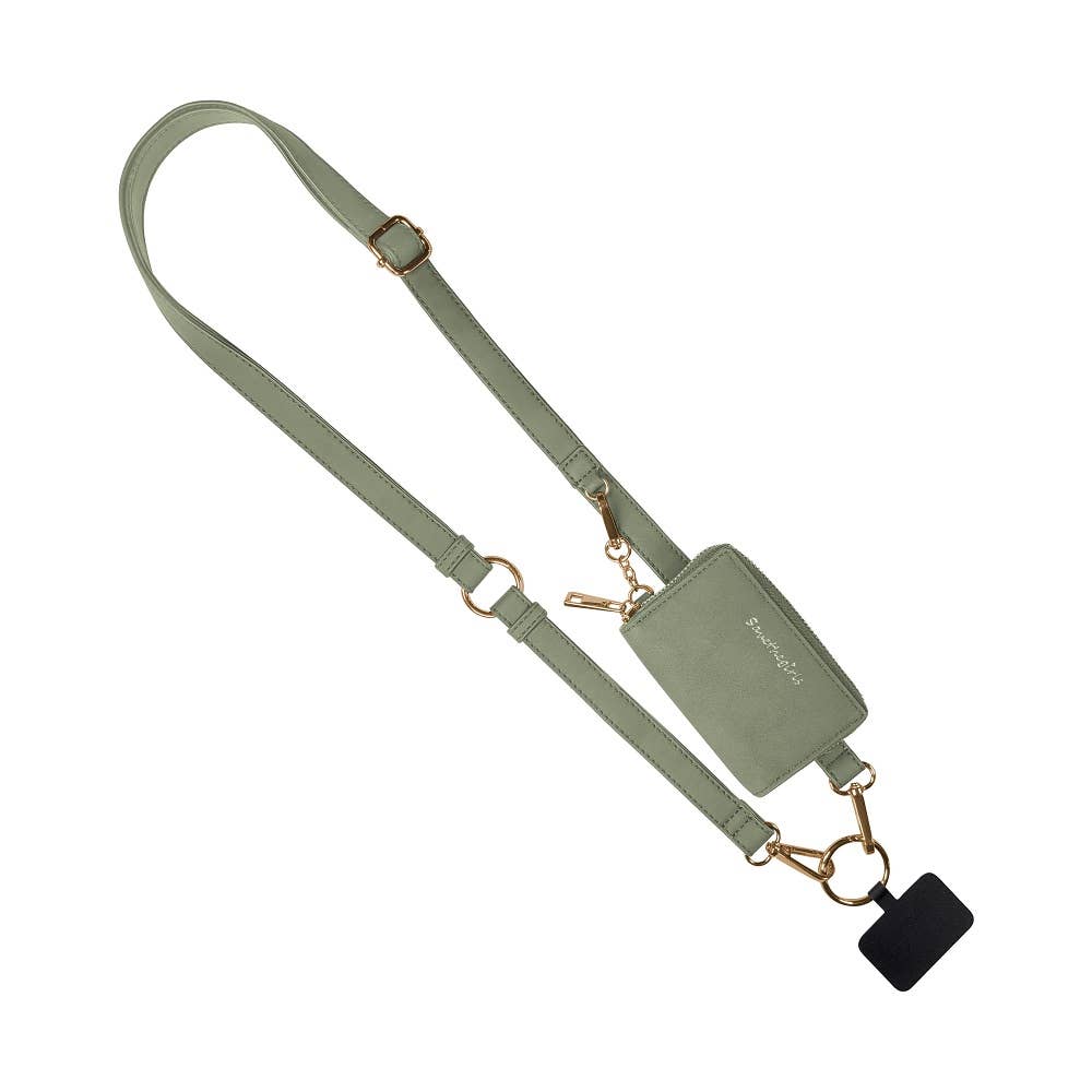 Clip & Go Brushed Vegan Leather Phone Lanyard - RFID Pouch