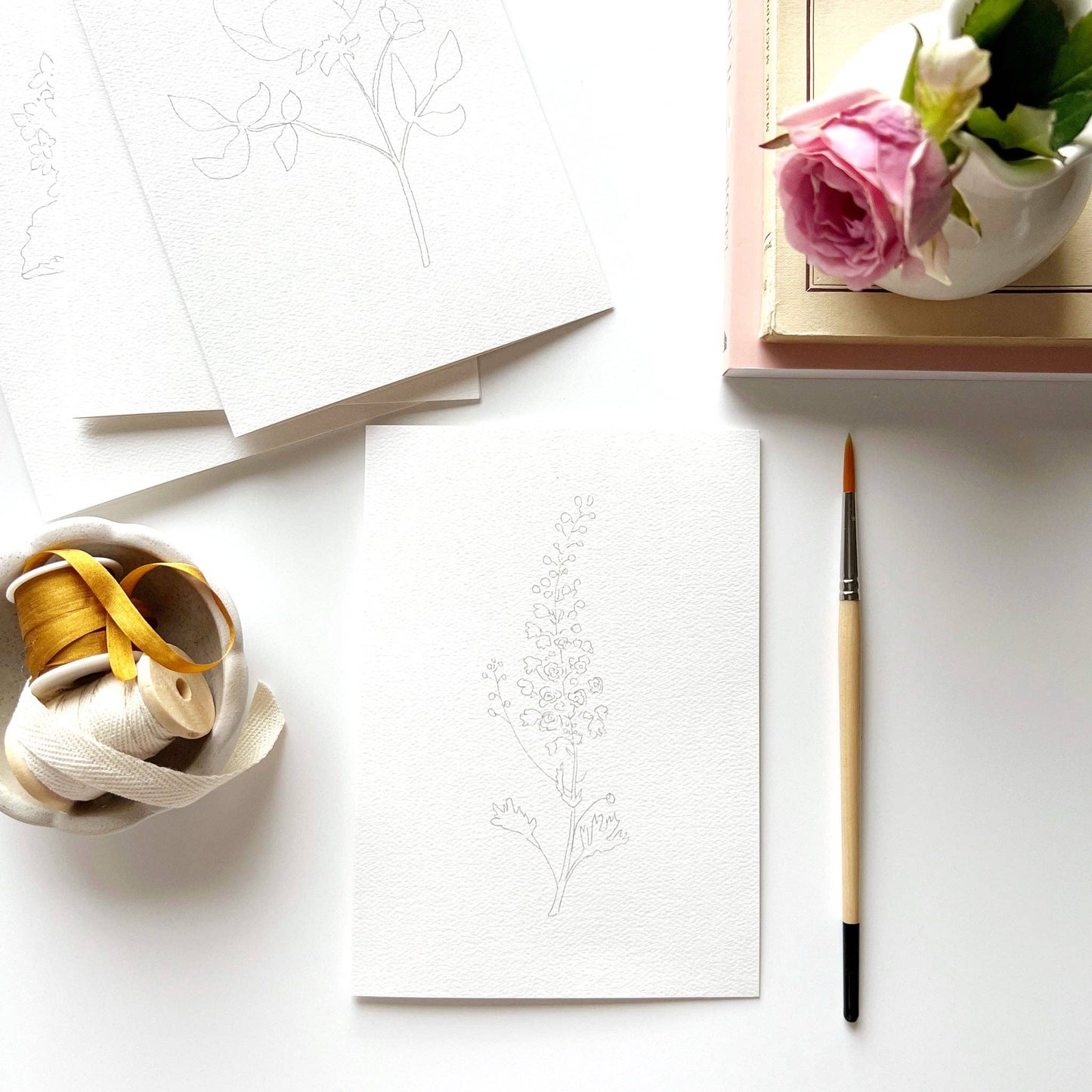 Garden flowers paintable notecards emily lex studio