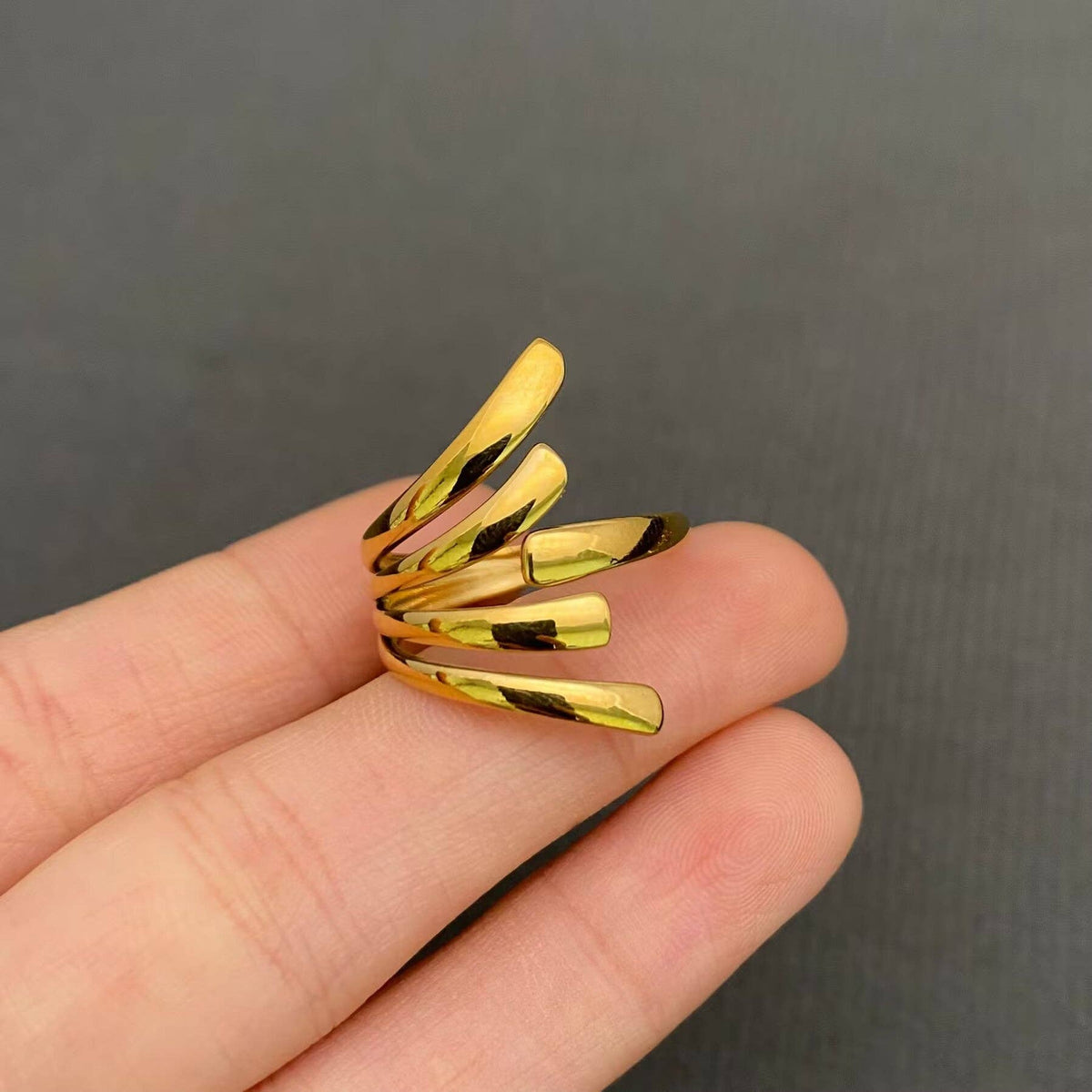 Multi Style 18K Gold Plated S.Steel Geometric Ring - FGS