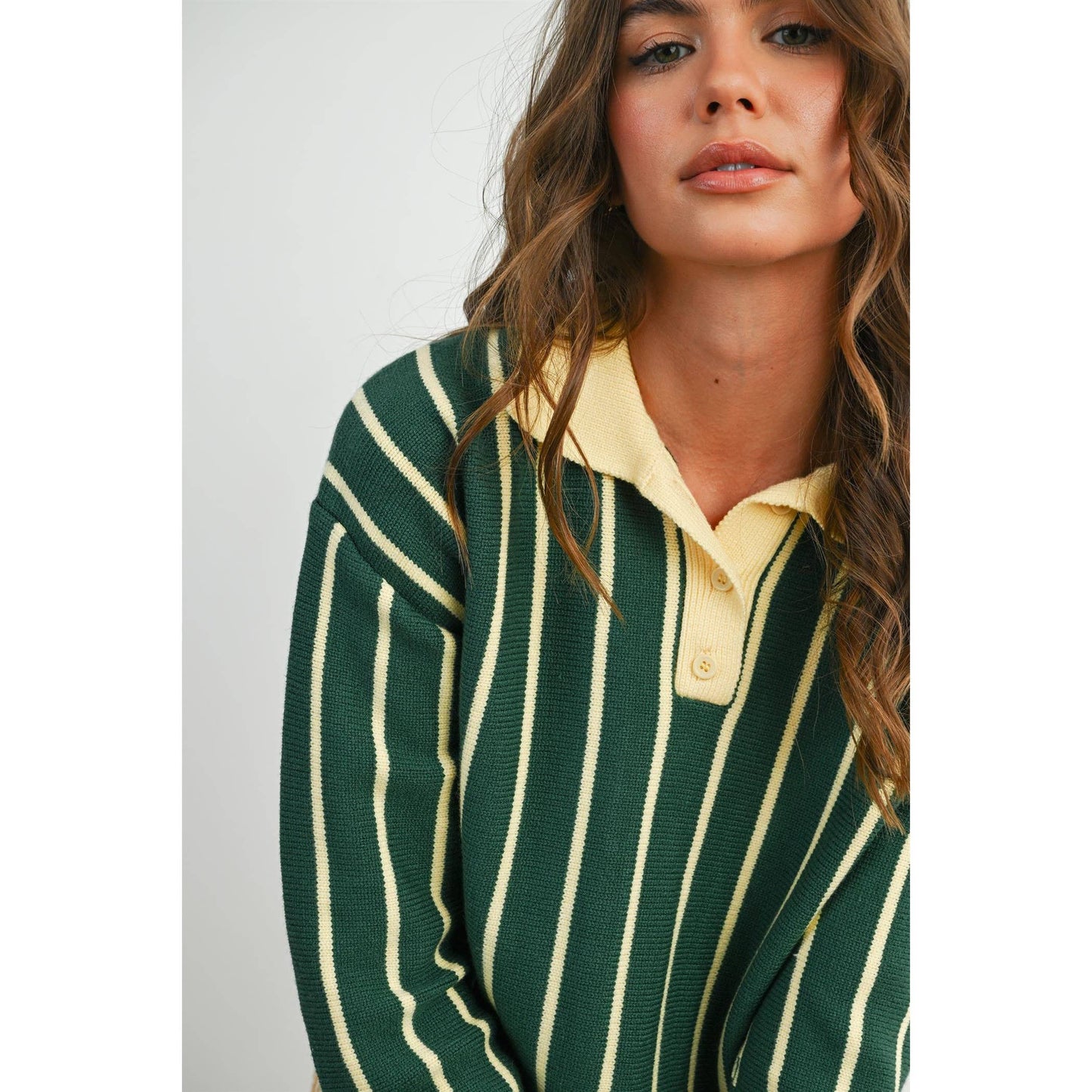 Collared Striped Polo Sweater