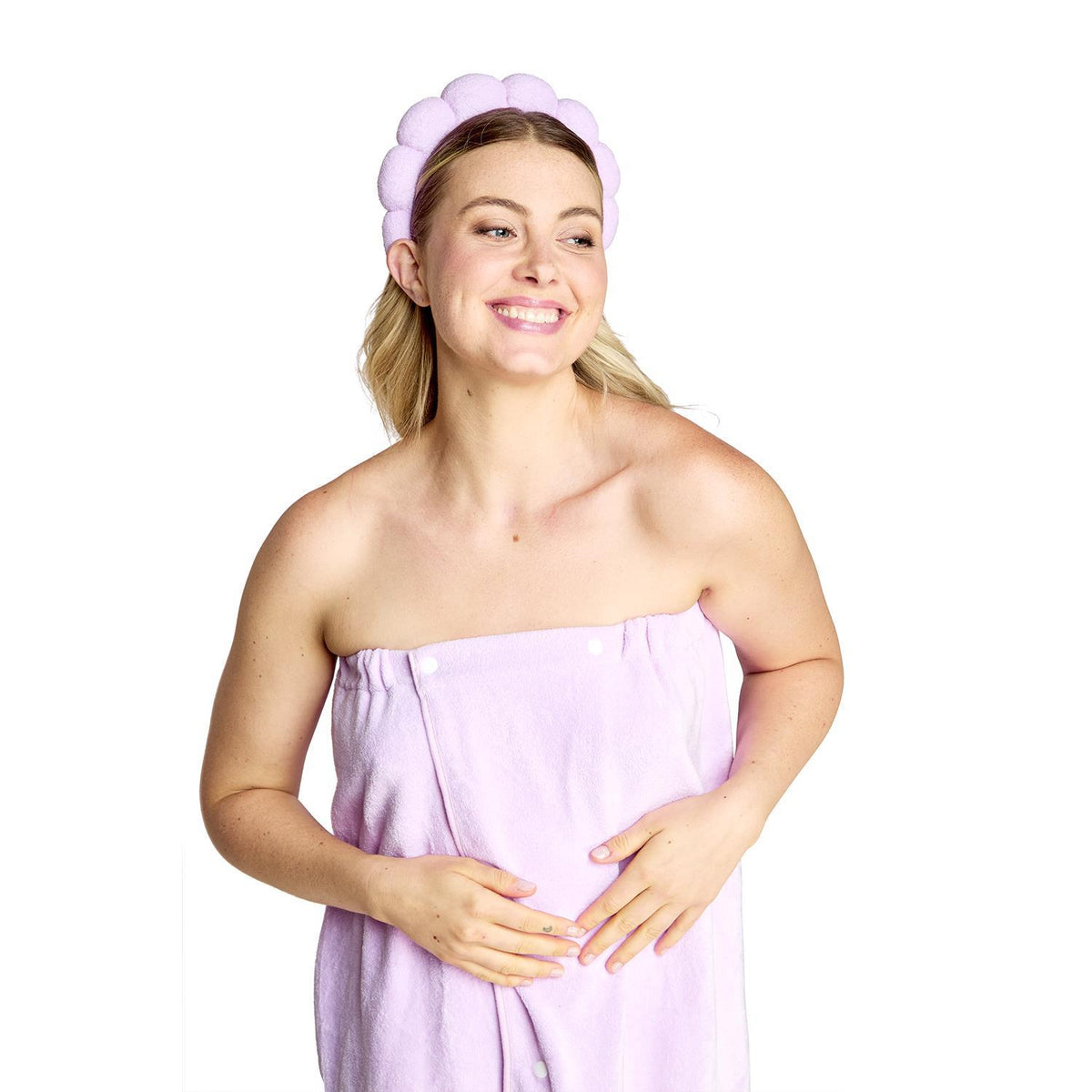 Spa Time Headband and Snap Closure Wrap Towel Set Two's Company