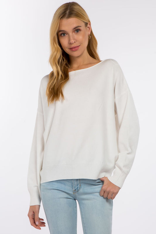 Boat Neck Pullover Sweater
