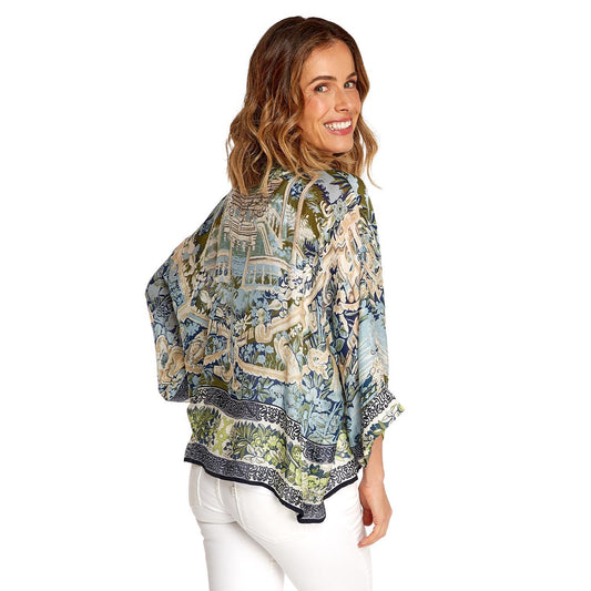 Tapestry Sea Print Short Kimono Two's Company