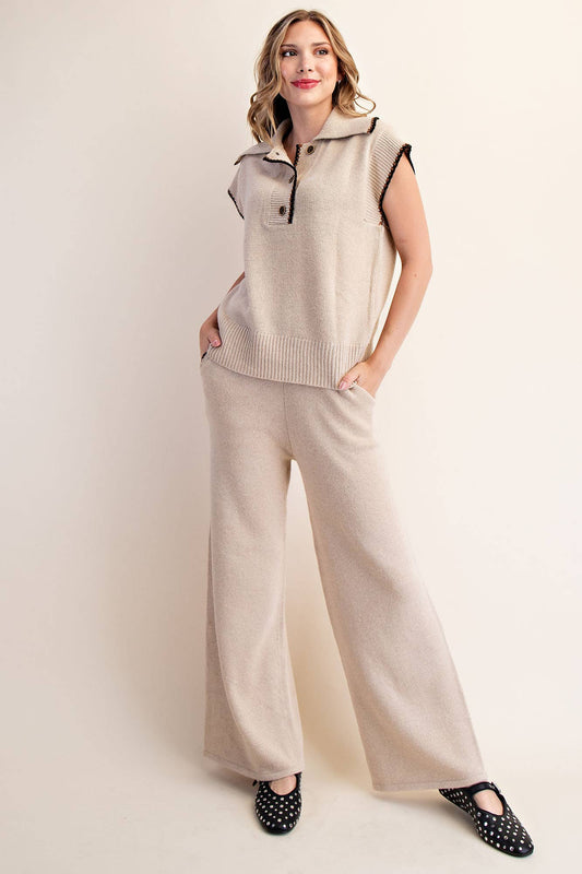 Collar Stitched Sweater Top