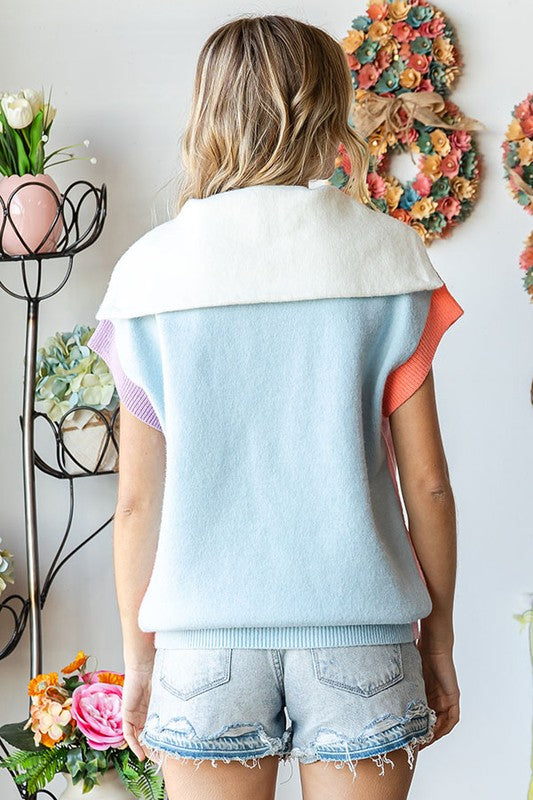 Color Block Sailor Collar Sweater First Love