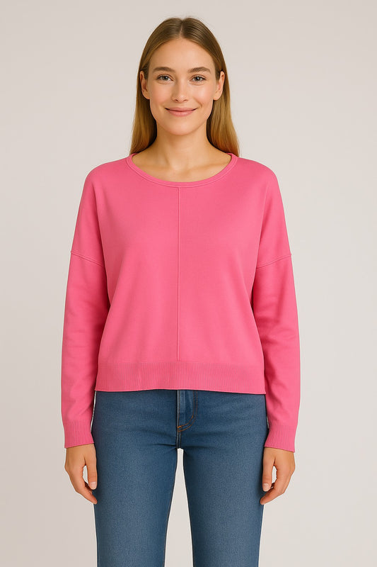 Seam Front Round Neck Sweater