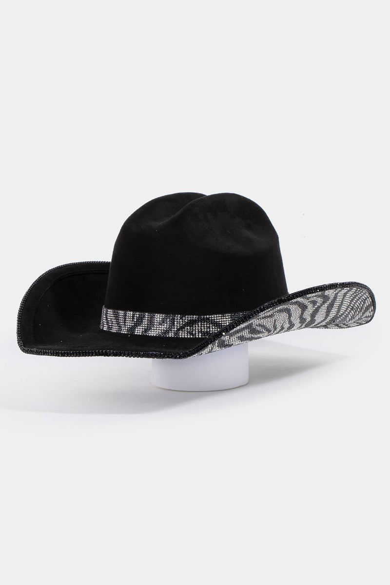 Pave Zebra Print Rhinestone Cowboy Hat