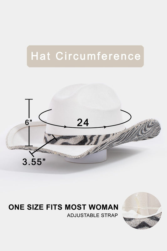 Pave Zebra Print Rhinestone Cowboy Hat