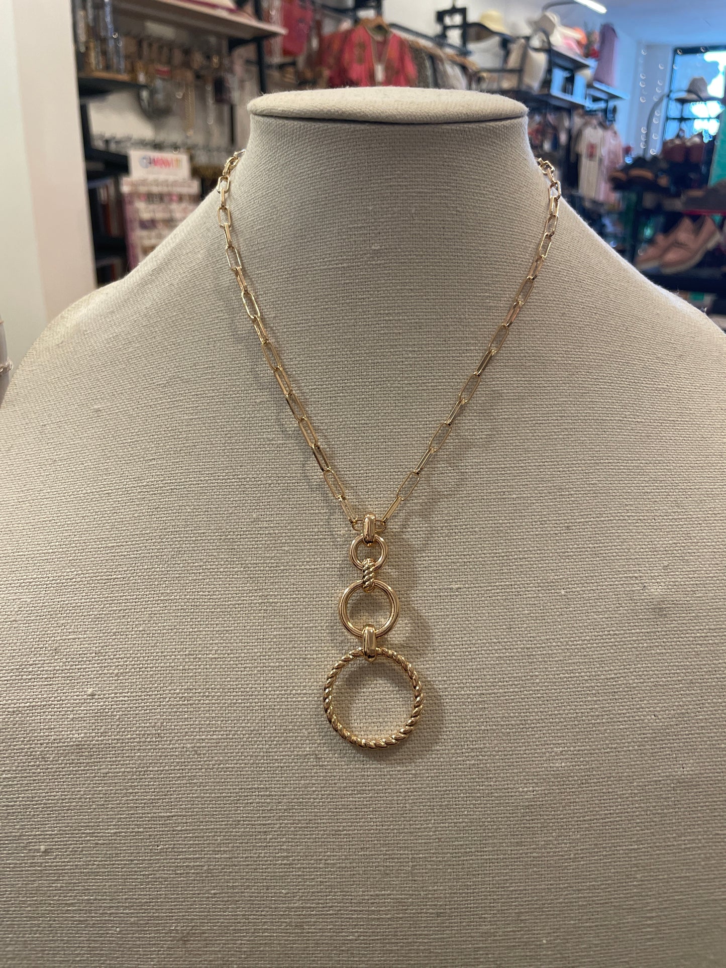 3 Circle Drop Pendant Necklace