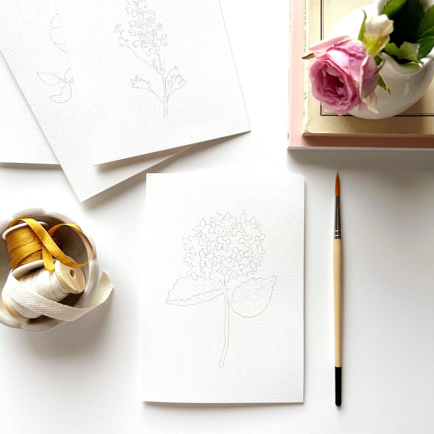 Garden flowers paintable notecards emily lex studio