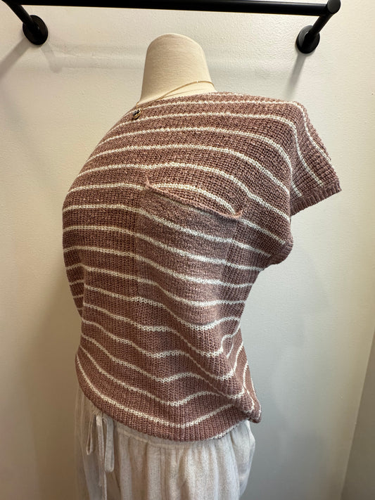 Striped Cap Sleeve Sweater