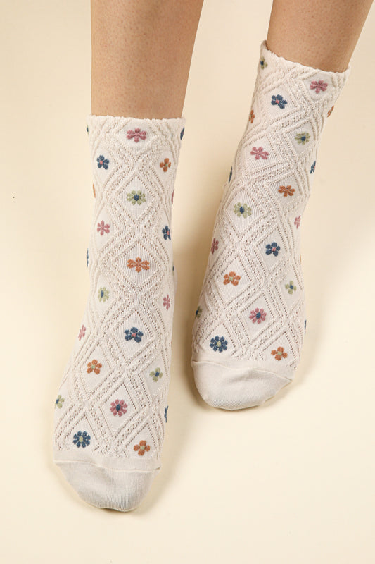 Floral Printed Crew Socks Very J