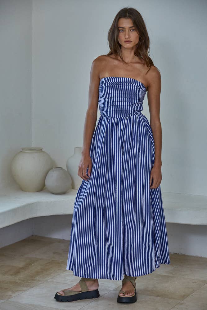 tube dress flare Striped Maxi 100% polyester Select Size:6XL Color: Blues/Navy Plum Burgundy Velvet Maxi