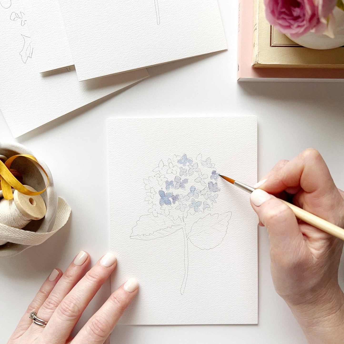 Garden flowers paintable notecards emily lex studio