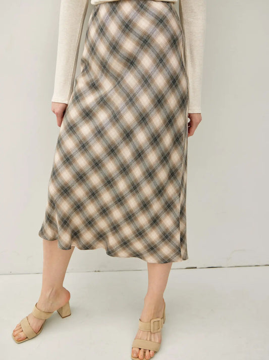 Tartan Plaid Flowy Midi Skirt