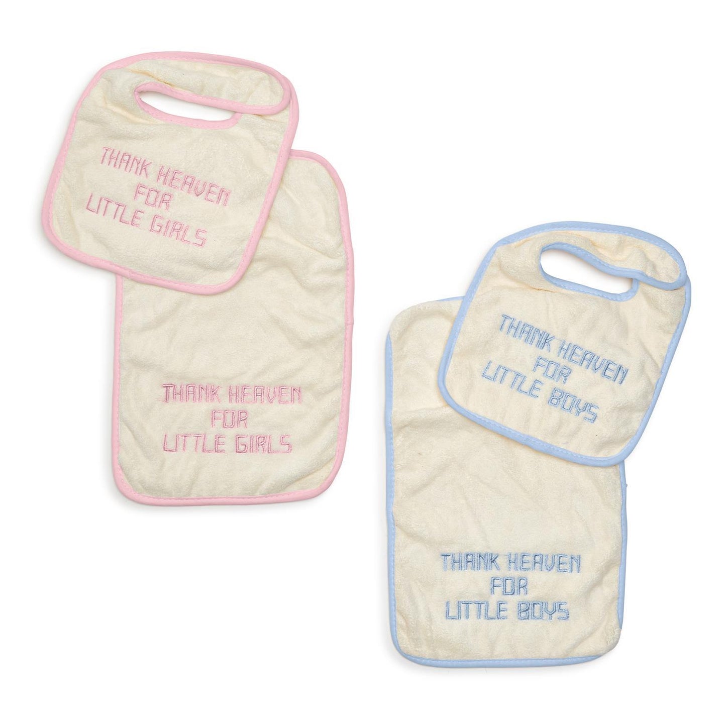 Thank Heaven Embroidered Bib and Burp Cloth Set Two's Company