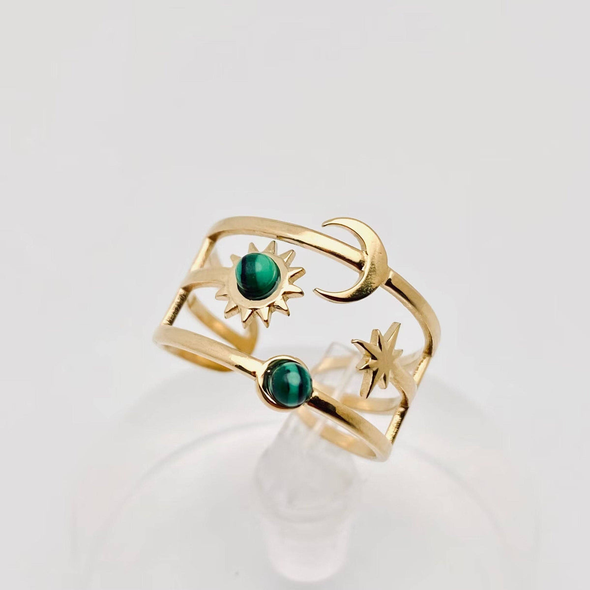 Stainless Steel Inlaid Stone Gold-plated Rings - FGS/CS