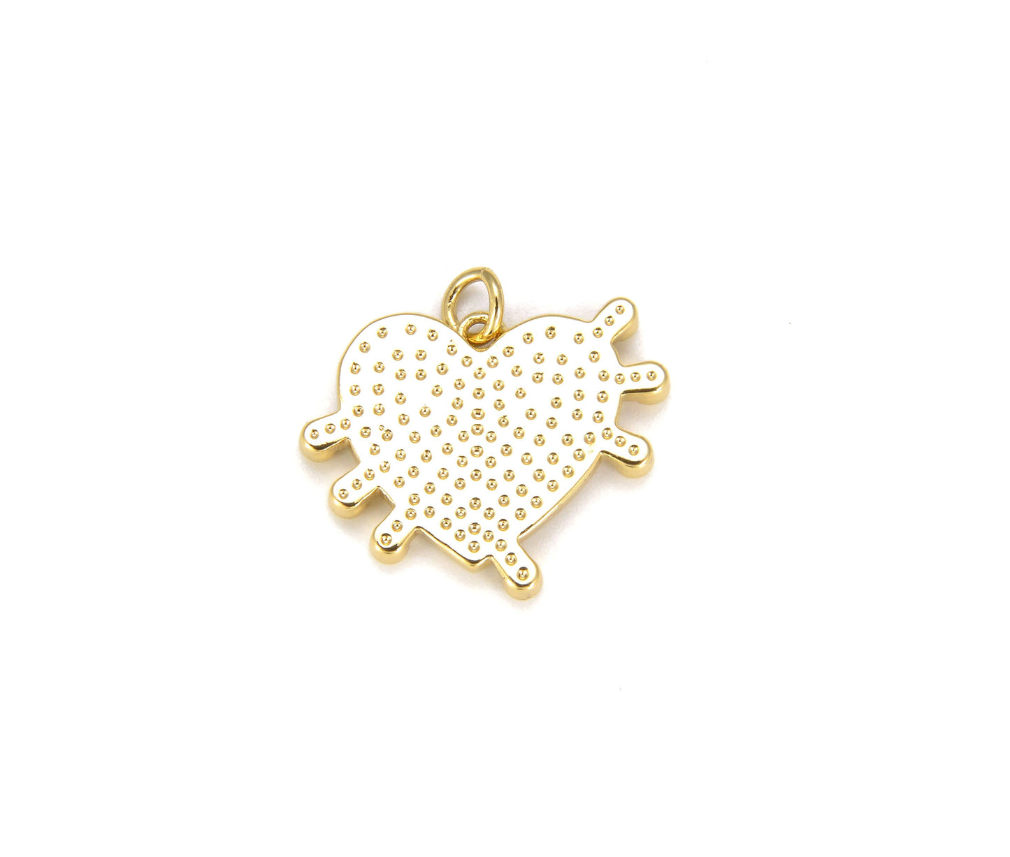 Enamel Red Heart Charm Pendant in Gold Filled Beads Creation