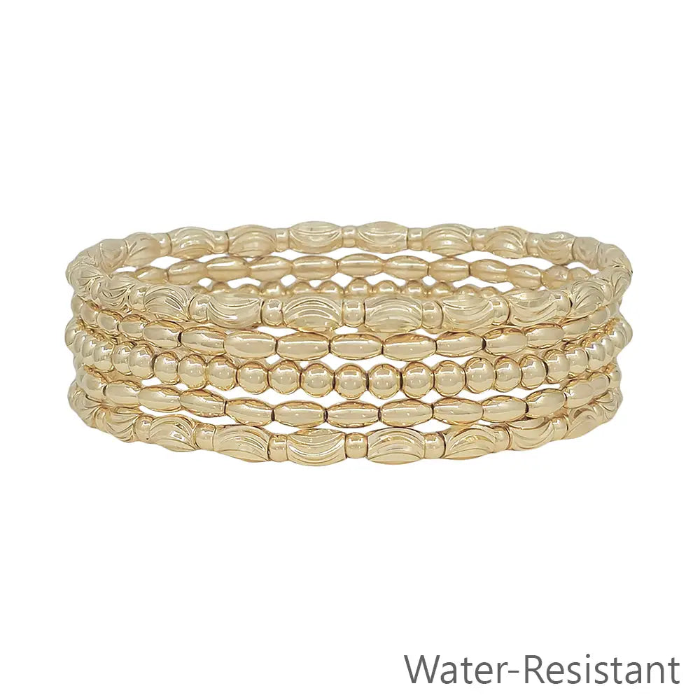 Water Resistant Beaded and Textured Oval Bracelets