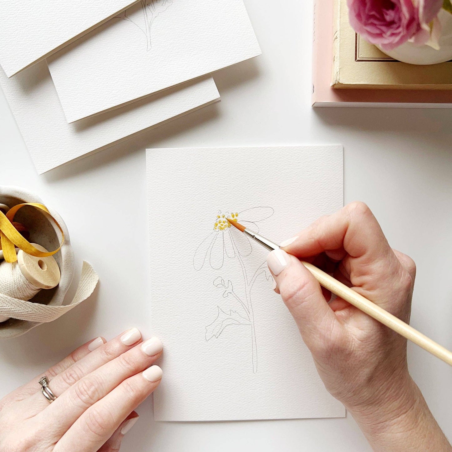 Garden flowers paintable notecards emily lex studio