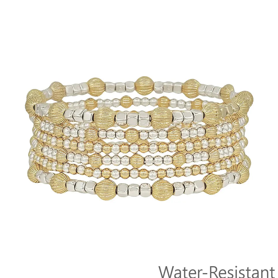 Water Resistant 5mm and 3mm Beaded Stretch Bracelets