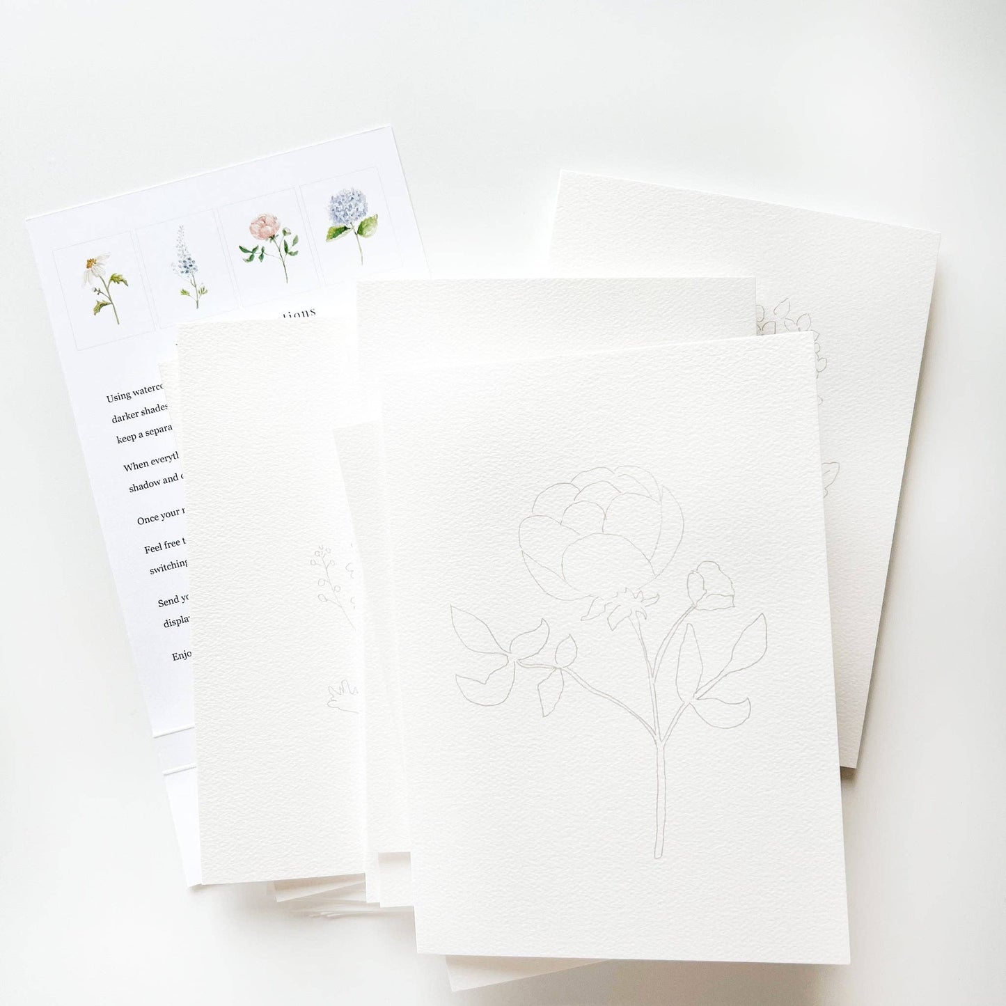 Garden flowers paintable notecards emily lex studio