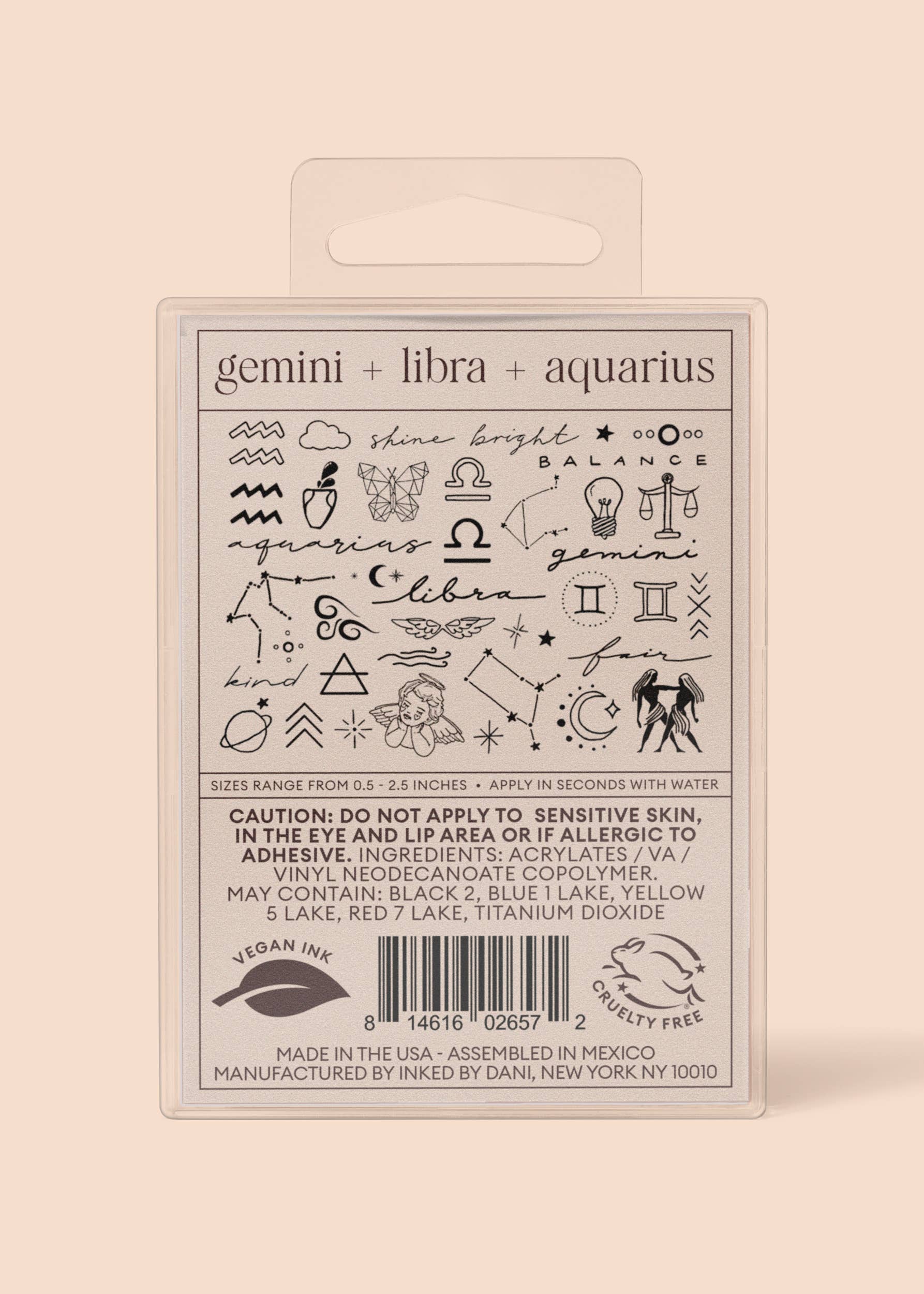 Zodiac Collection: Air Signs Temporary Tattoo Pack INKED by Dani