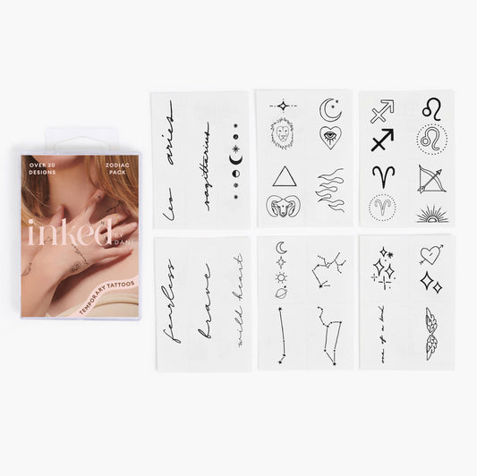 Zodiac Collection: Fire Signs Temporary Tattoo Pack INKED by Dani